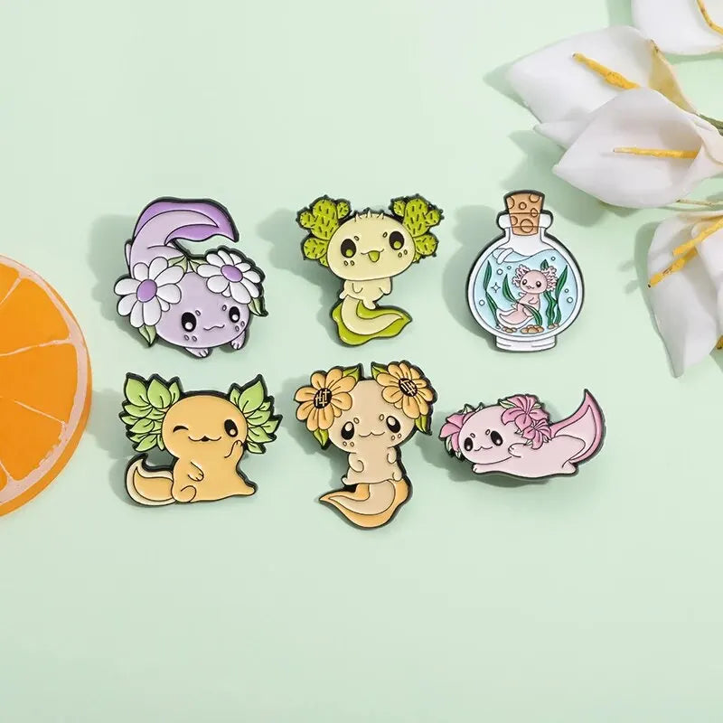 6pcs Salamander Metal Brooches, Cute Accessories for Clothes and Bags