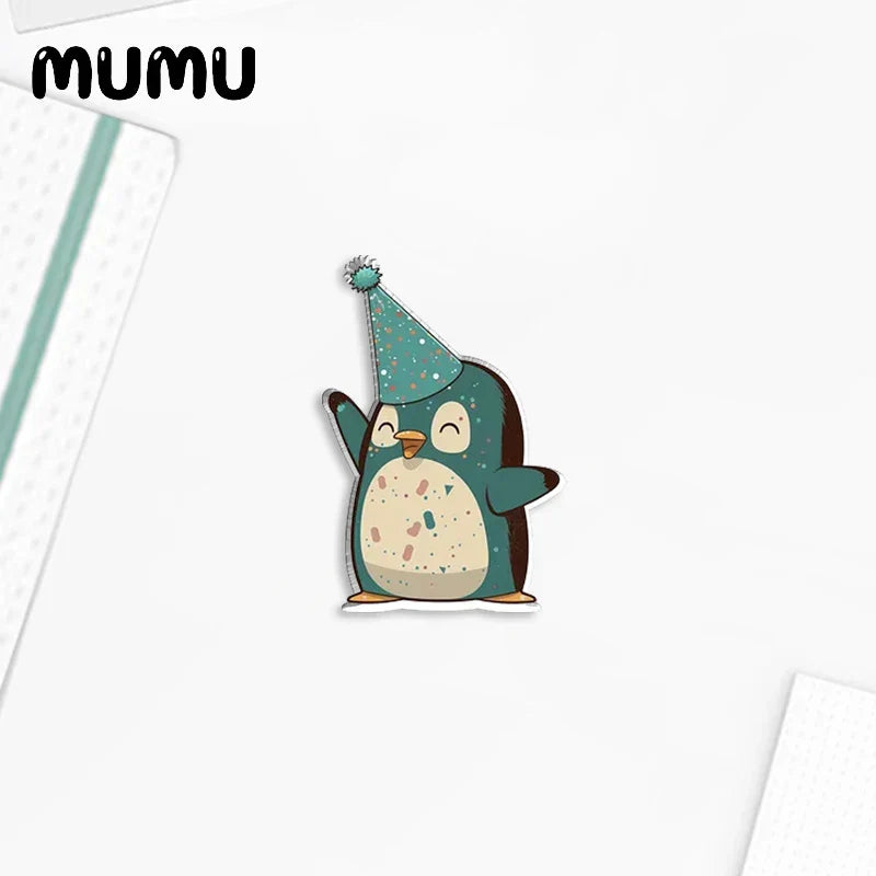 Cute Penguin Lapel Pin Acrylic Brooch Handmade Epoxy Jewelry Badge
