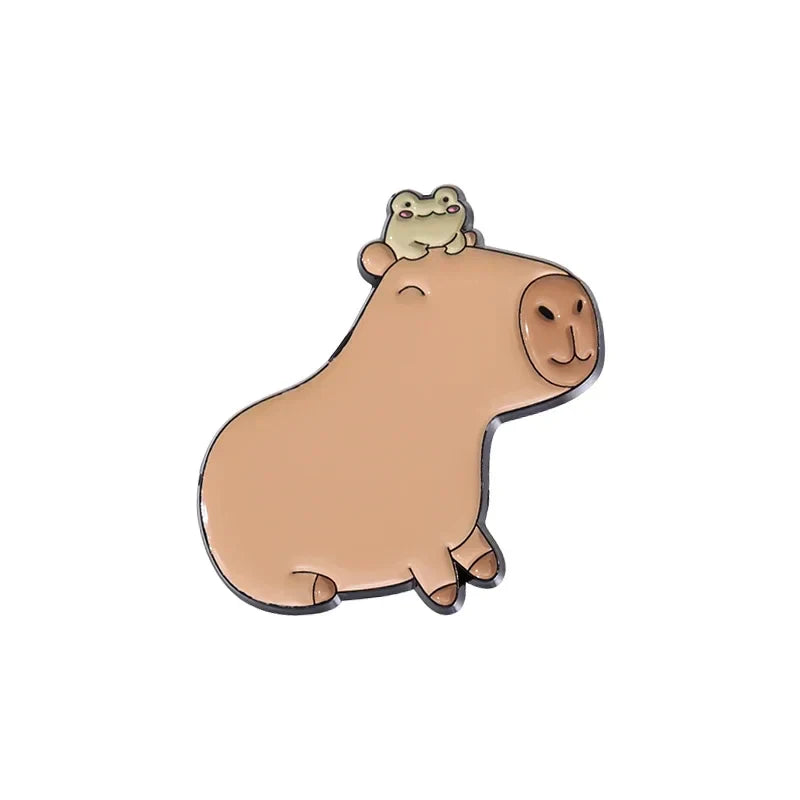 Capybara Turtle Cat Frog Enamel Pins Cartoon Animal Brooches Lapel Badges Jewelry Gift