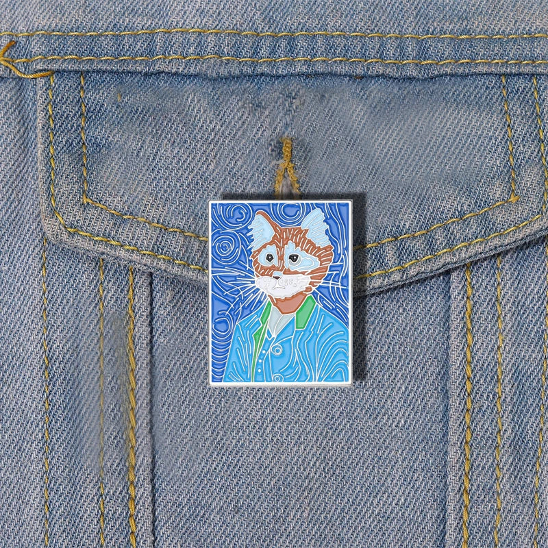 Cat Enamel Pin Cartoon Animal Brooch Lapel Jewelry Gift