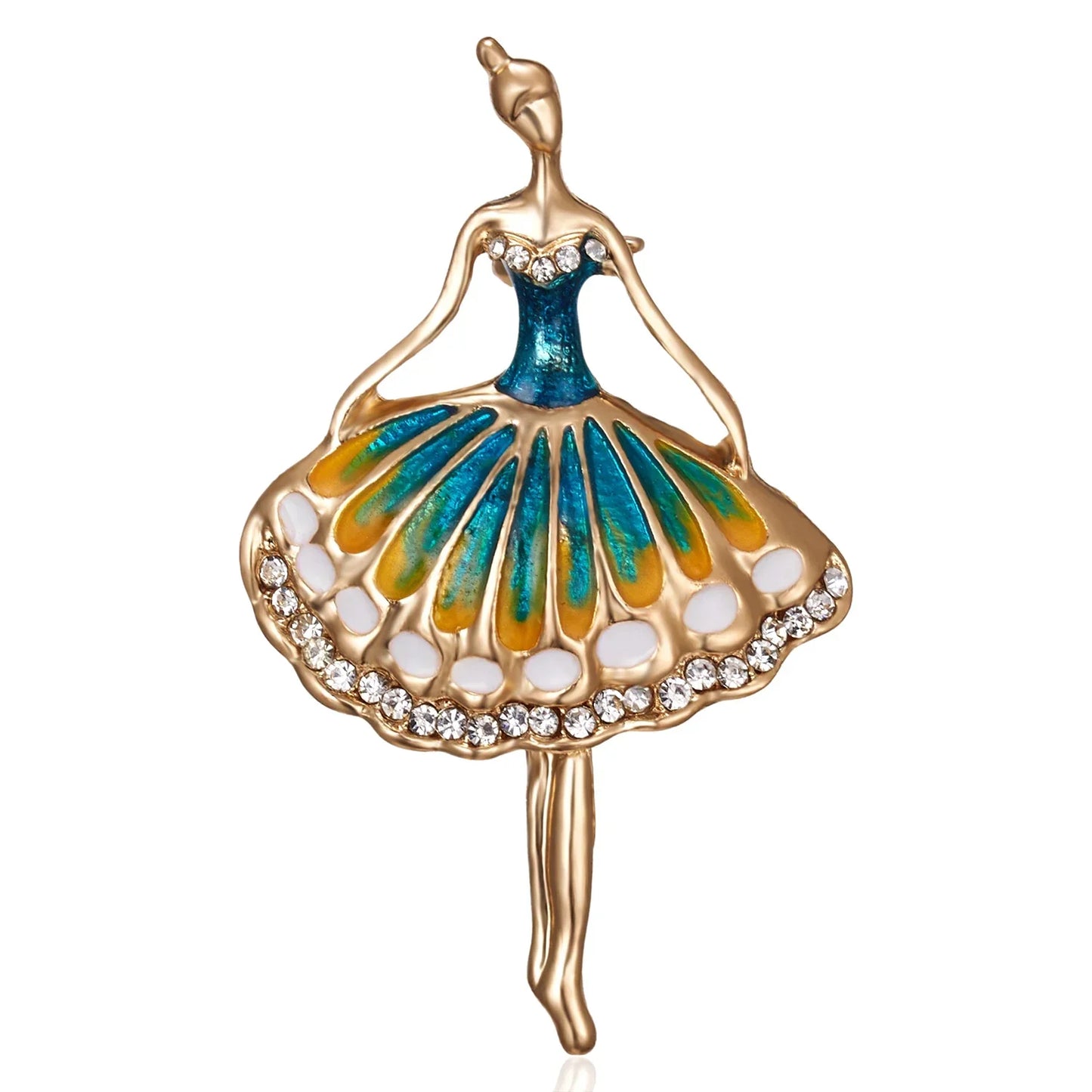 Rhinestone Enamel Gymnastics Ballet Dancer Brooch Pin Crystal Corsage Jewelry Gift
