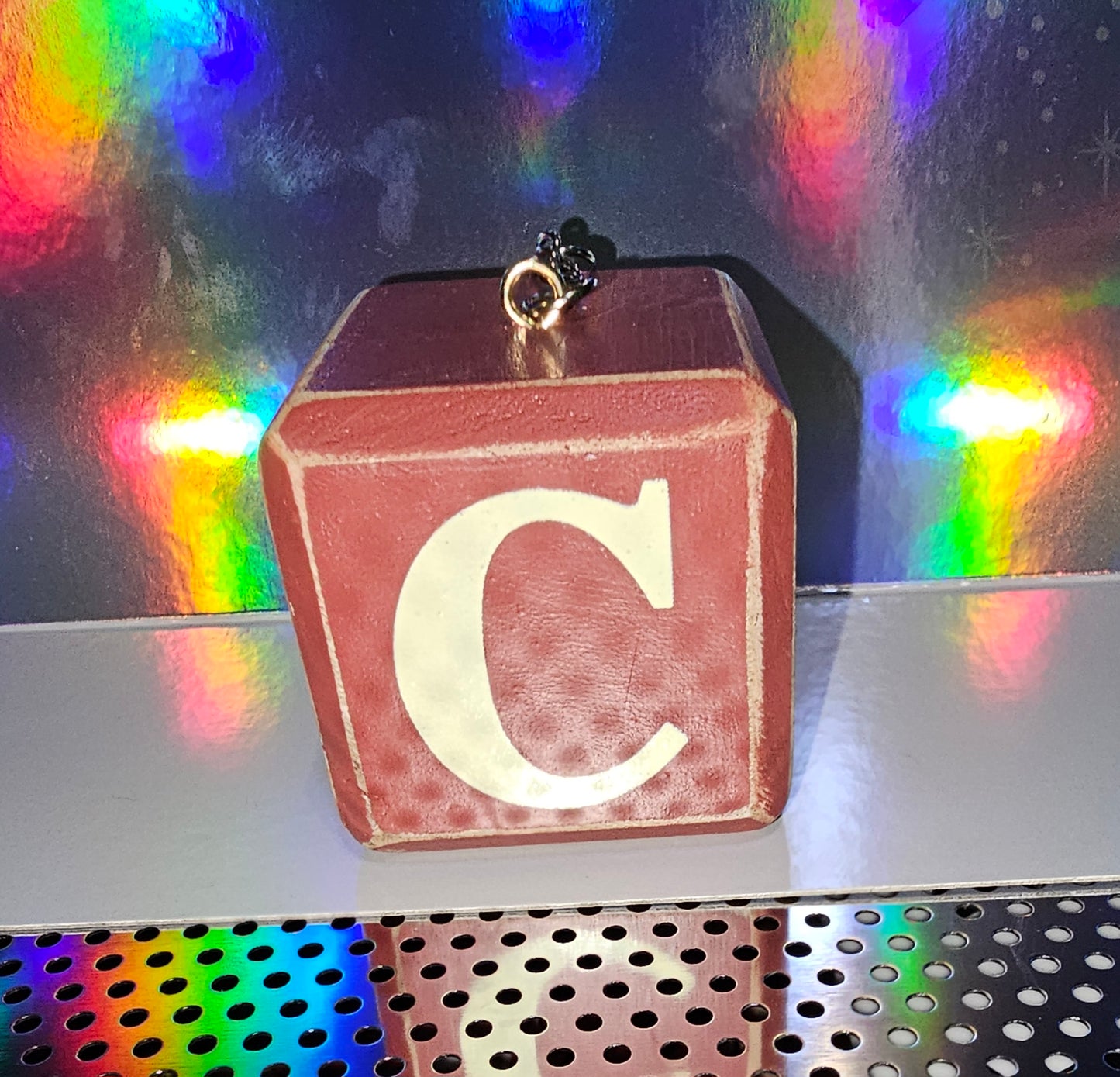 Letter block keychain - C (red)