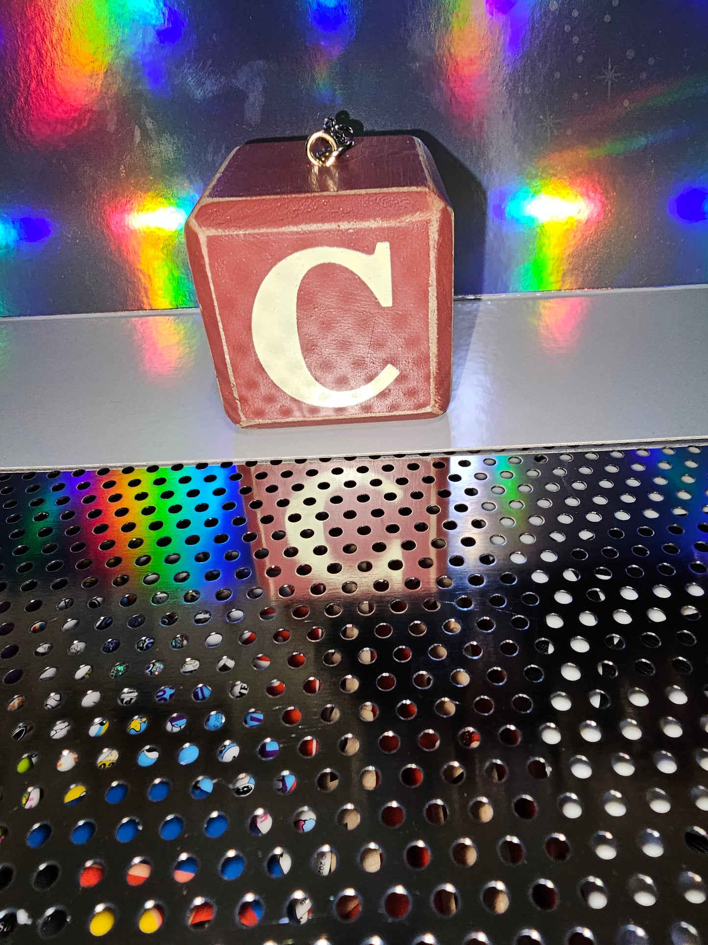 Letter block keychain - C (red)