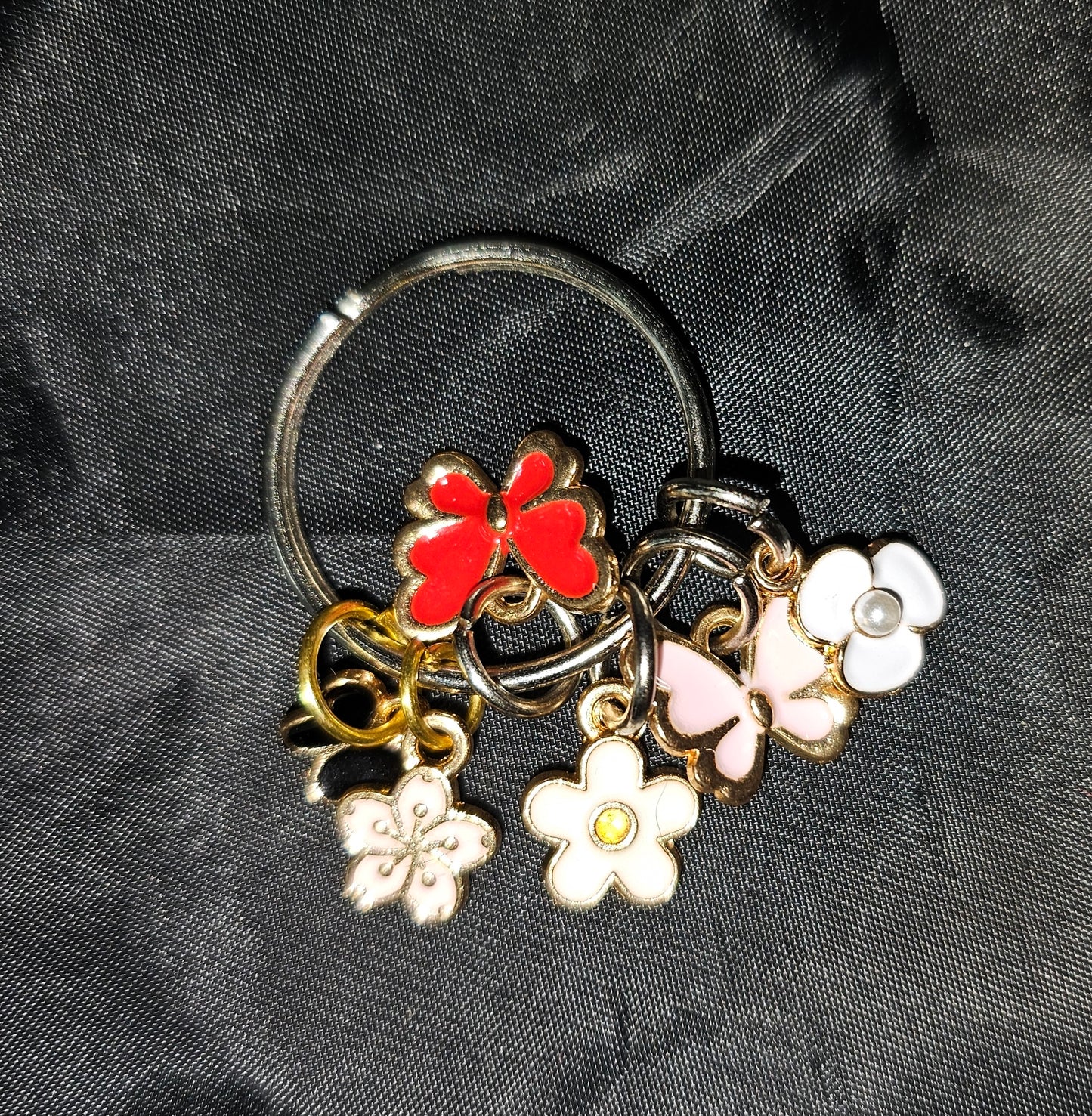 Charm Keychain - flowers and butterflies