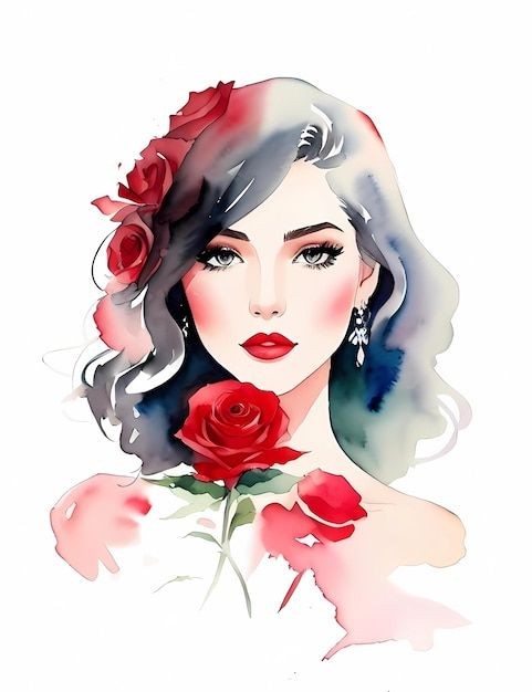 Woman with roses