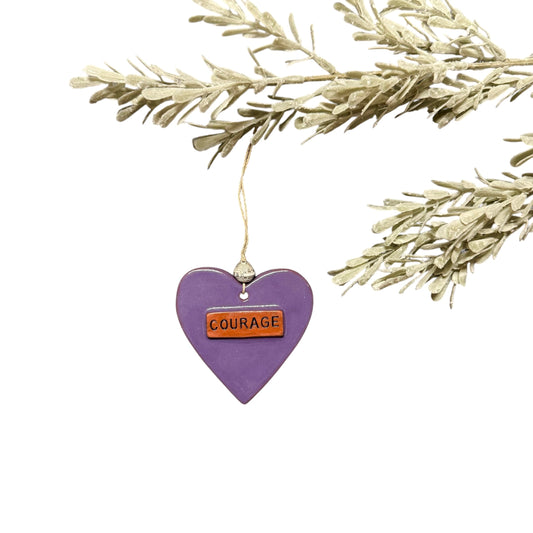 Ceramic Heart Ornament - Courage