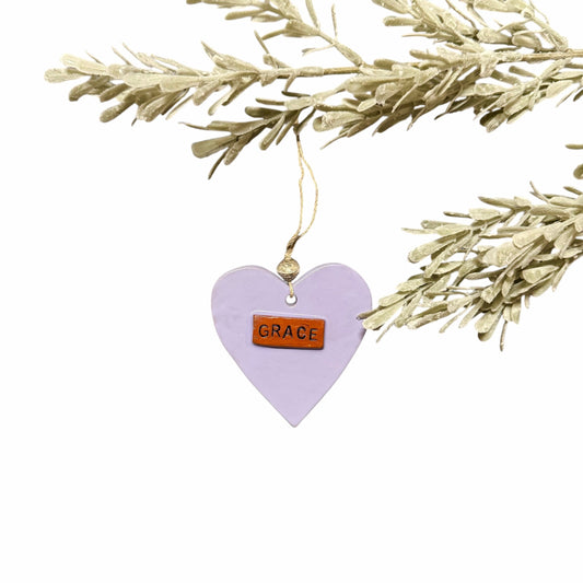 Ceramic Heart Ornament - Grace