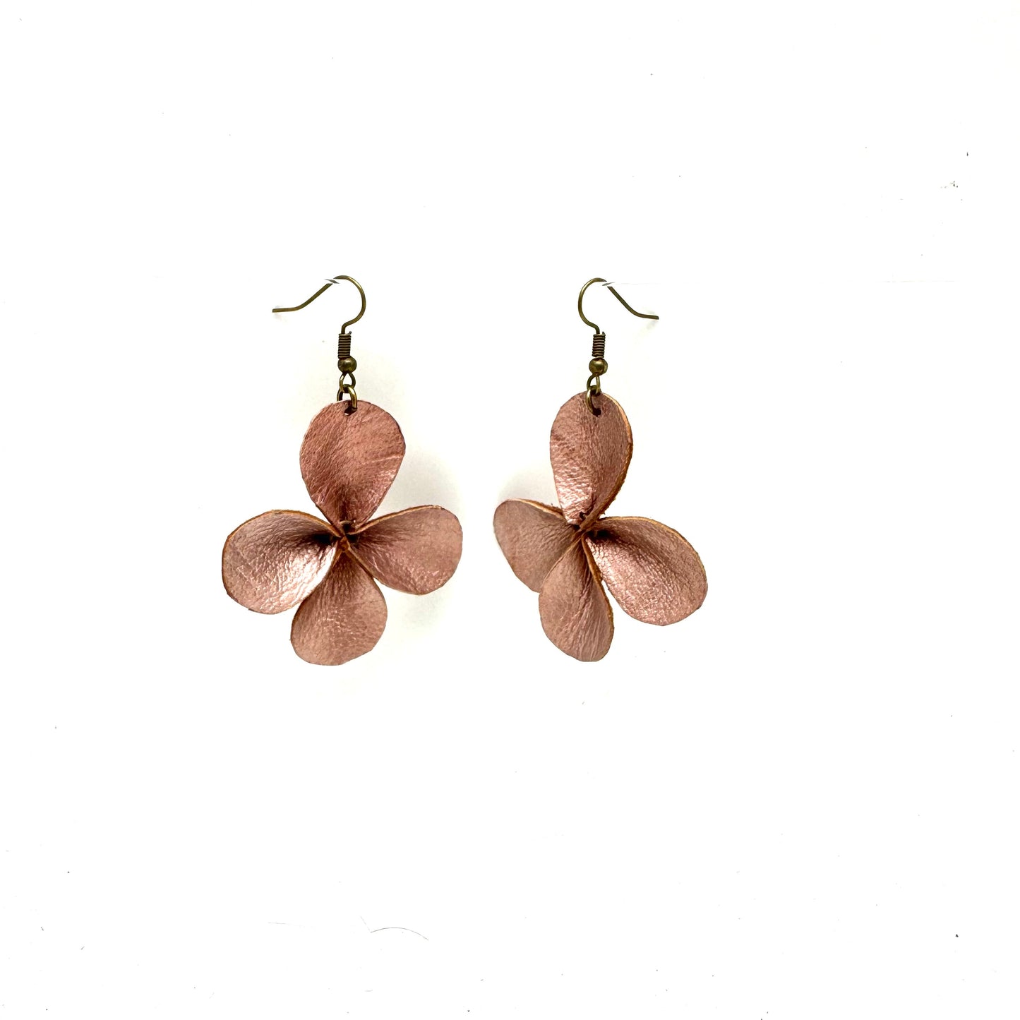 Clover Leather Earrings- Rose Gold