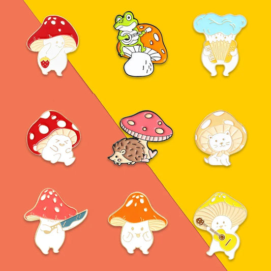 Mushroom Enamel Pin Brooches Plant Jewelry Gifts for Kids