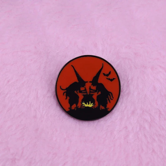 Vintage Halloween Witch Cauldron Badge Magical Flair