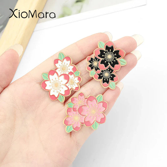 Cherry Blossom Enamel Pins - Colorful Flower Brooches, Spring Jewelry Accessories