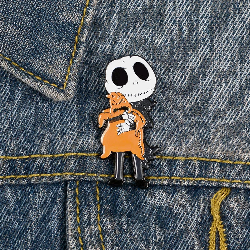 Cartoon Skeleton Enamel Pin Halloween Demon Brooch Punk Lapel Jewelry Gift