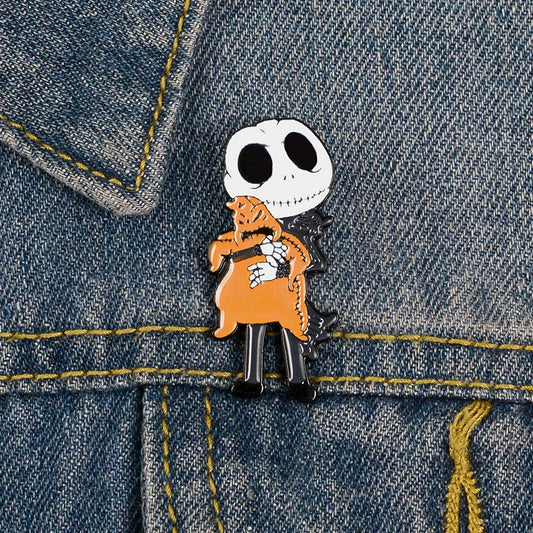 Cartoon Skeleton Enamel Pin Halloween Demon Brooch Punk Lapel Jewelry Gift