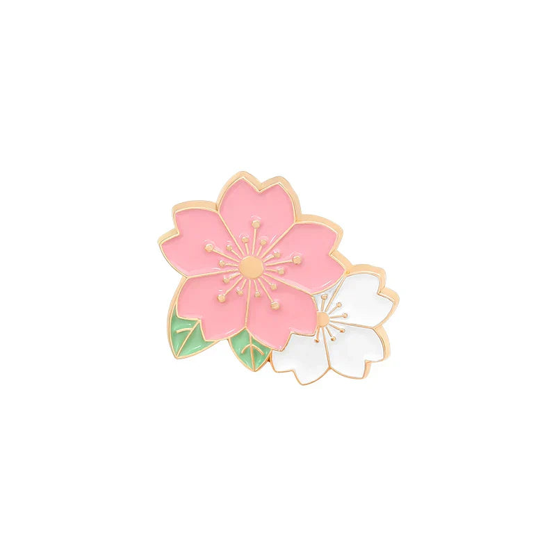 Cherry Blossom Enamel Pins - Colorful Flower Brooches, Spring Jewelry Accessories