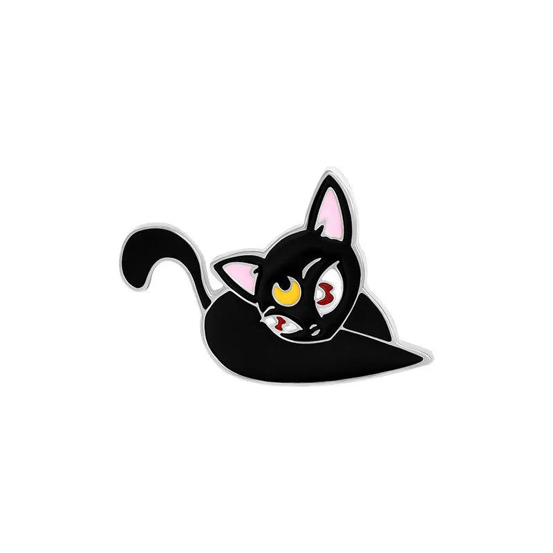 Luna Cat Enamel Pins Moon Kitten Brooch Lapel Pin Gift