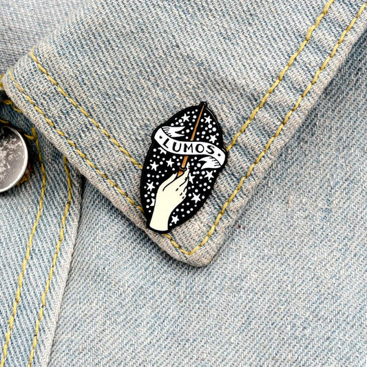 Magician Enamel Brooch Lumos Wand Pin Lapel Backpack Jewelry Gift