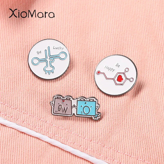 Dopamine Molecule Lapel Pins Cartoon Jewelry Gift for Kids