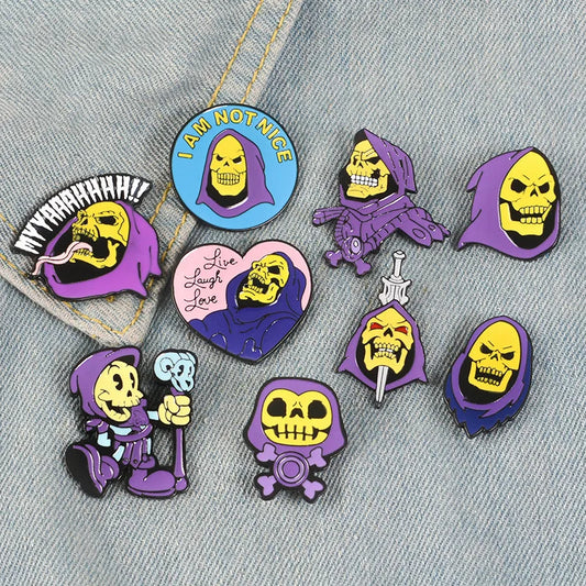 Skeletor Purple Hood Enamel Pin Masters of The Universe Lapel Brooch Jewelry Wholesale