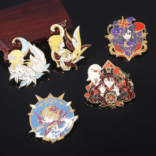Genshin Impact Enamel Pin Set: Venti, Tartaglia, Ganyu, Keqing, Xiao, Lumine