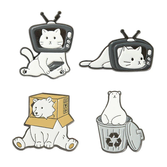 Cat Bear Enamel Pins Funny Animal Brooch Lapel Badge Cartoon Jewelry Gift Wholesale