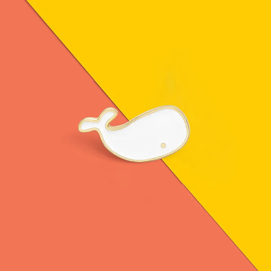 Cartoon White Whale Enamel Pins for Denim Lapel Jewelry Gifts Brooches Kids
