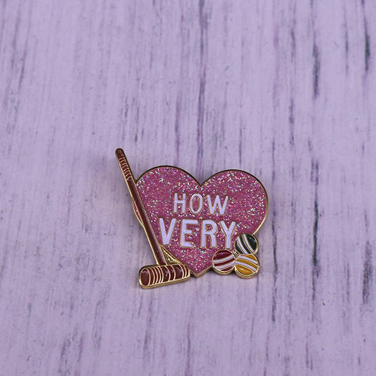 Glitter Heart Lapel Pin Brooch Heathers 70s Comedy Inspired