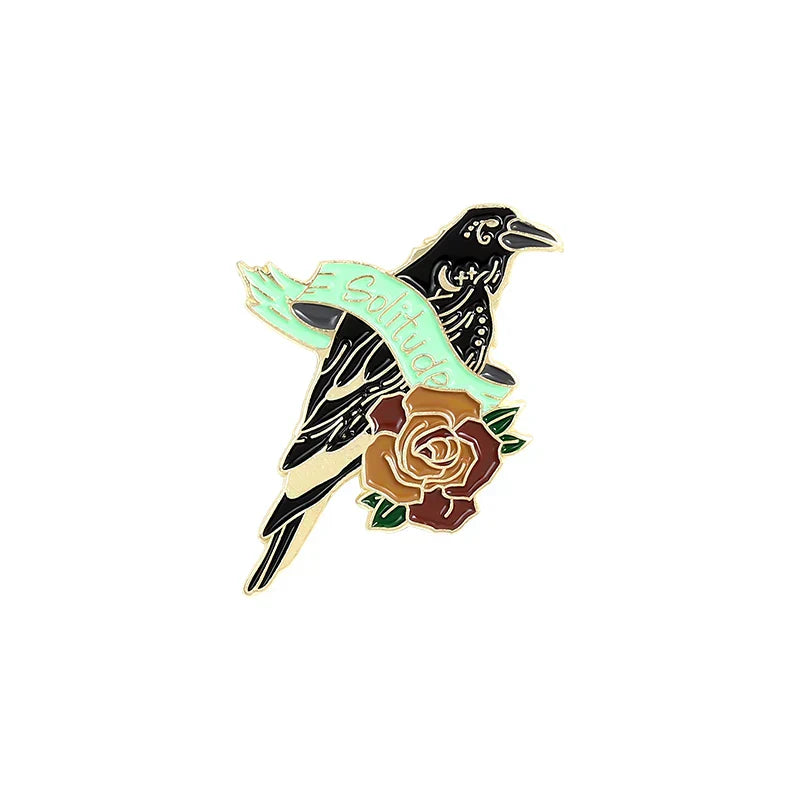 Crow Raven Enamel Pin Gothic Bird Brooch Lapel Badge Jewelry Gift