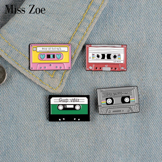 90s Music Tape Enamel Pin Nostalgic Brooch Badge Jewelry Gift