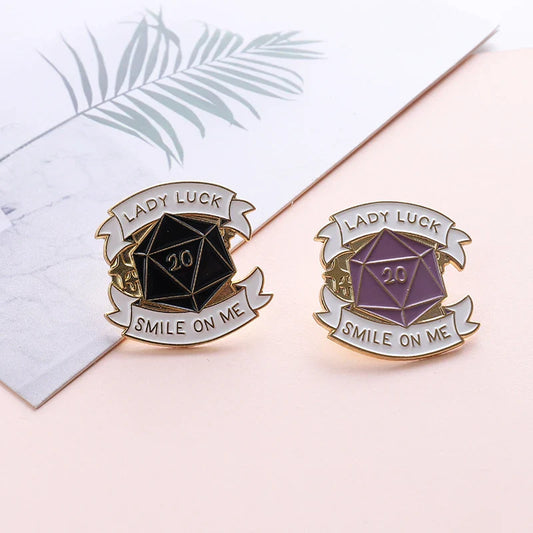D20 Dice Enamel Brooch Pin Set - Trendy Costume Jewelry Accessories