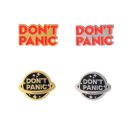 Don't Panic Enamel Brooch Asteroid Lapel Pin Cartoon Jewelry