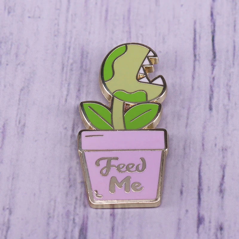 Little Shop of Horrors Feed Me Seymour Enamel Pin Plant Brooch