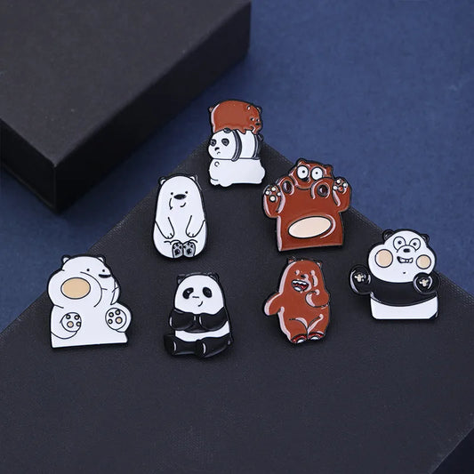 Cartoon Panda Enamel Brooch Pin Cute Animal Lapel Badge Jewelry Gift