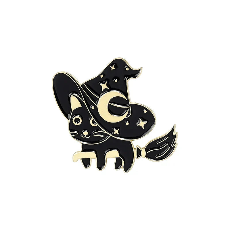 Star Moon Witch Cat Enamel Pin Brooch Lapel Jewelry Gift Wholesale