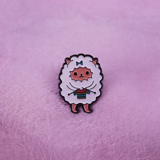 Undercover Kitty Lapel Pin Knitting Rainbow Sweater Cat Sheep Project Bag Decor