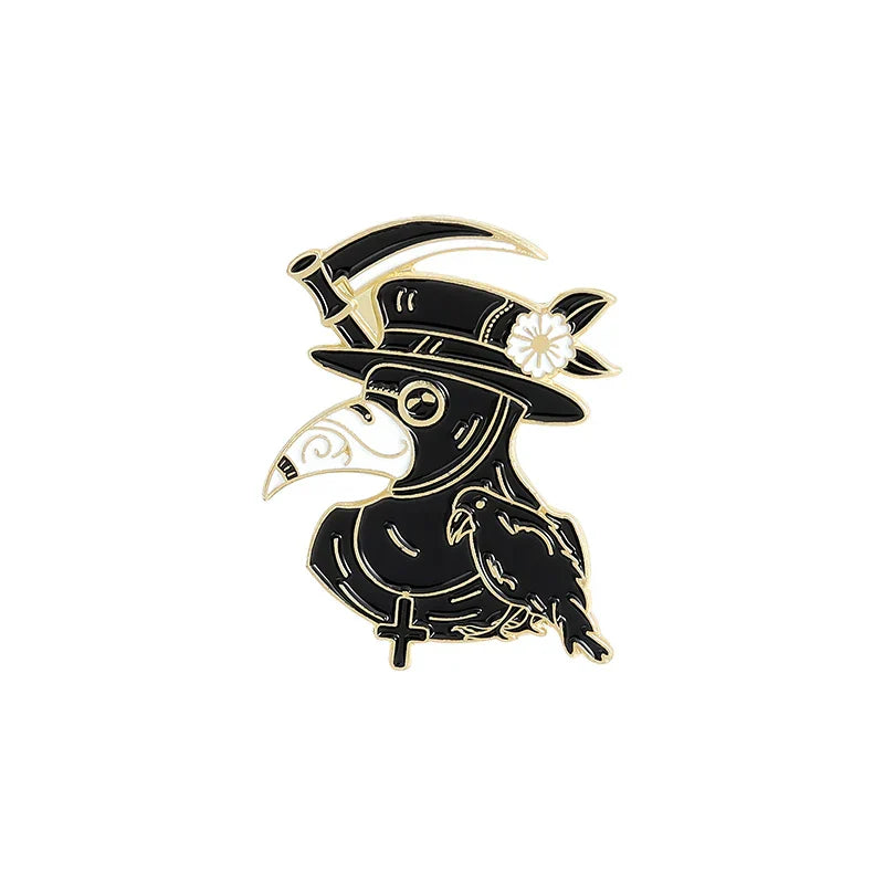 Plague Doctor Raven Mask Brooch Gothic Lapel Pin Steampunk Jewelry Medical Gift