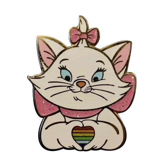 Marie Cat Heart Hands Enamel Pin Brooch Badge