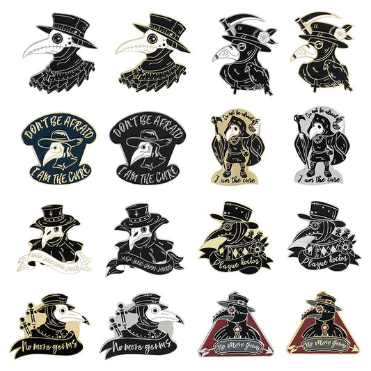 Plague Doctor Gothic Horror Enamel Pin Brooch Steampunk Eagle Lapel Badge Gift