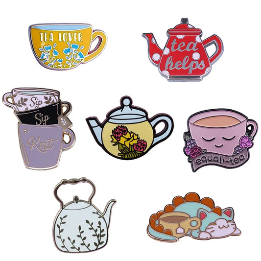 Teapot Teacup Brooches Tea Lover Pins