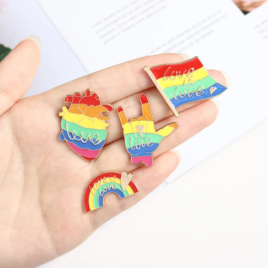 Rainbow Heart Love Enamel Pin LGBT Brooch Lapel Badge Gift