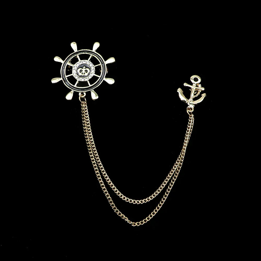 Men's Brooch Lapel Pin Tassel Chain Suit Accessory