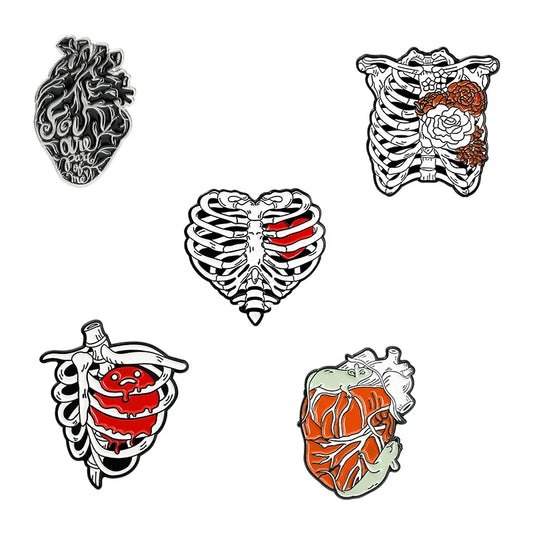 Heart Enamel Lapel Pins Anatomical Flower Brooches Gifts for Doctors Nurses Custom Jewelry