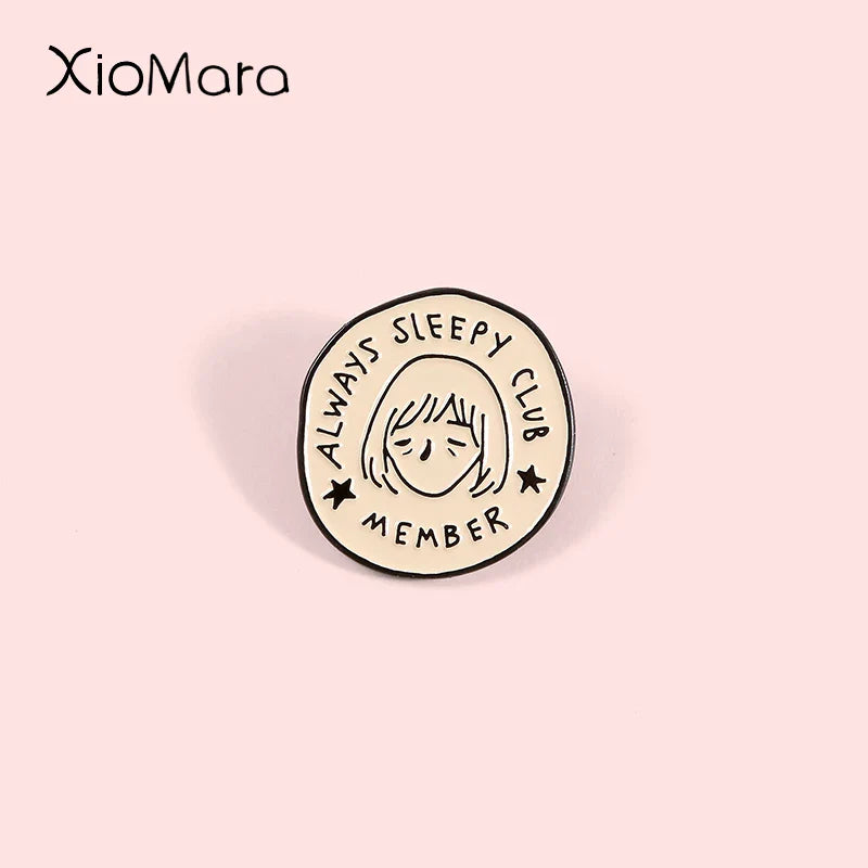 Always Sleeping Club Enamel Pin Funny Lazy Tired Badge Lapel Pin Gift