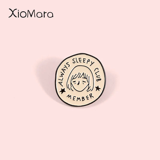 Always Sleeping Club Enamel Pin Funny Lazy Tired Badge Lapel Pin Gift