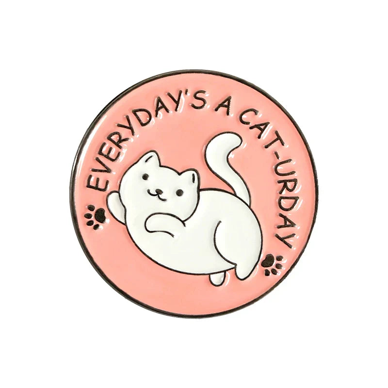 Cat Enamel Pin Planet Moon Cafe Brooch Lapel Badge Cute Animal Jewelry Gift