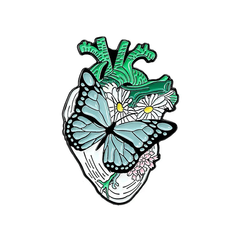 Heart Enamel Pins Anatomical Brooch Neurology Lapel Badge for Students, Doctors, Nurses