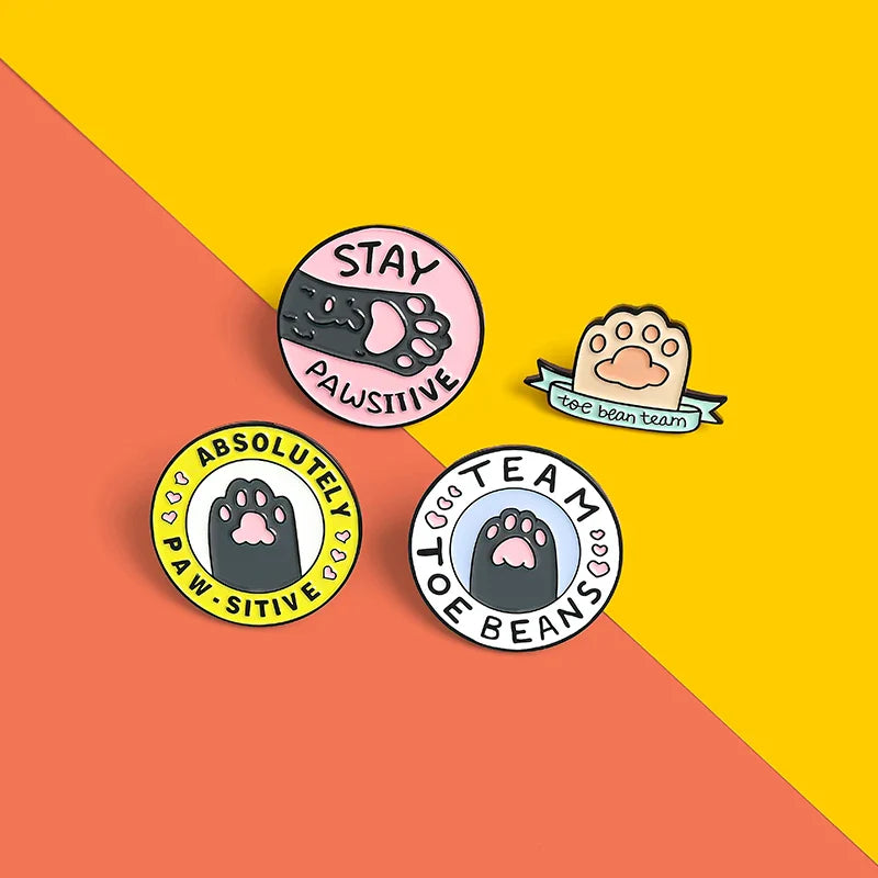 Pawsitive Kitten Paws Enamel Pin Brooch Lapel Bag Gift for Kids