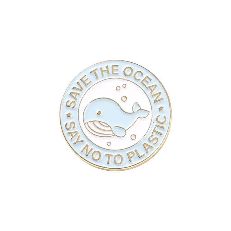 Protect the Whales Enamel Pin - Say No to Plastic Lapel Badge