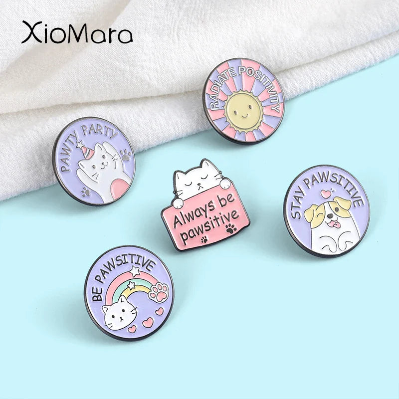 Cat Dog Enamel Pins Kawaii Brooches Backpack Badges Gifts for Pet Lovers Custom Jewelry