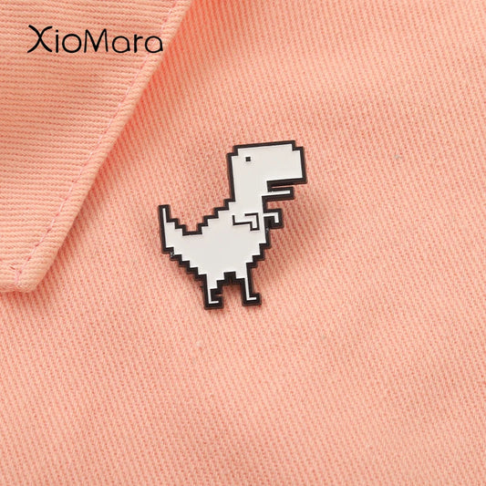White Dinosaur Enamel Pin Lapel Jewelry for Kids Accessories Gifts