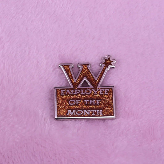 Employee of the Month Gold Glitter Pin Reward Gift